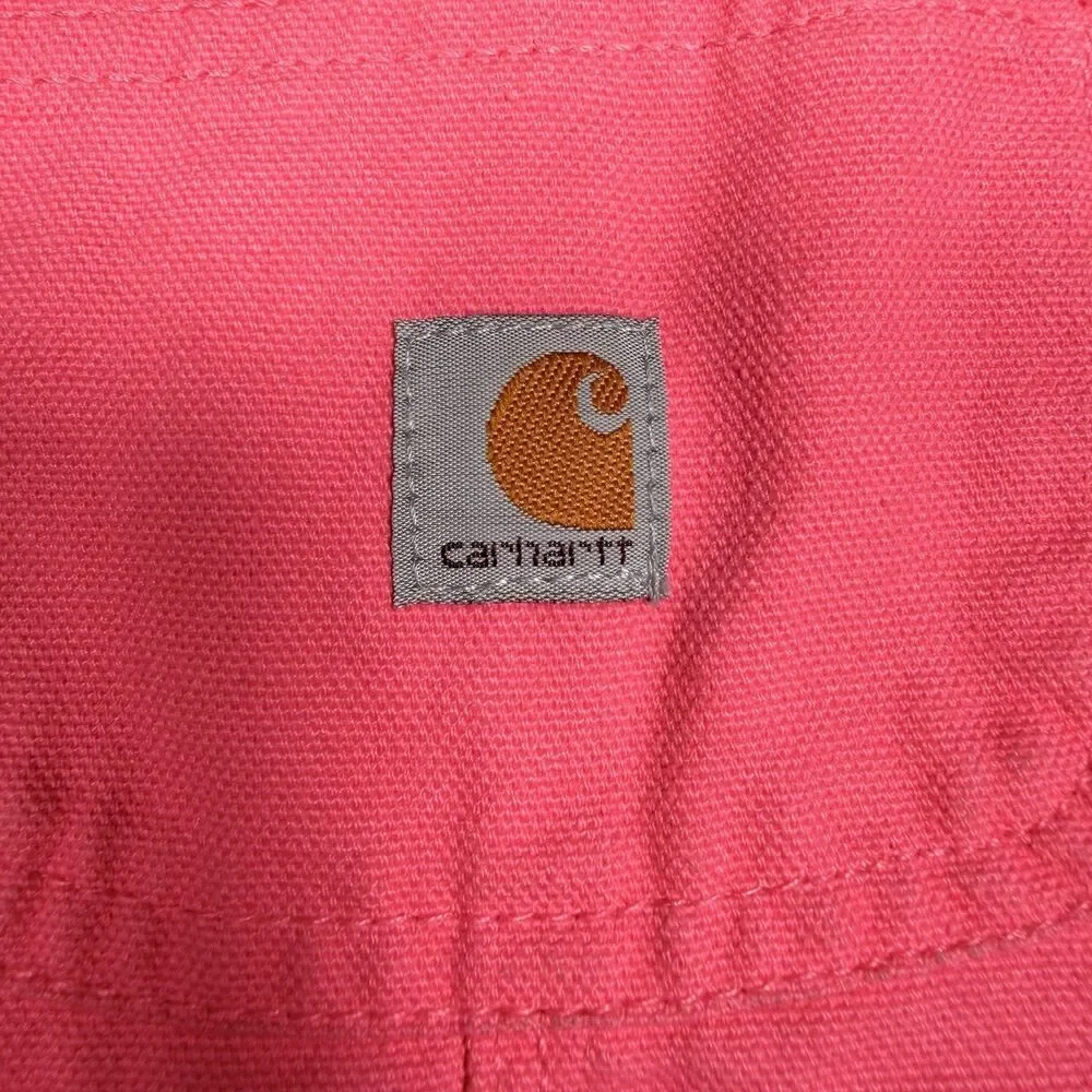 Carhartt Girls Loose Fit Canvas Bib Overalls Pink Lemonade 3T Workwear Kids - Picture 5 of 12